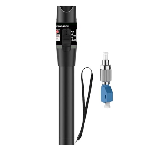 Image of Fiber Optic Visual Fault Locator Kit, Red Light Fiber Tester for Single Mode and Multimode Cable, VFL Pen Compatible with SC ST FC LC Connectors, Network Maintenance Test Tool