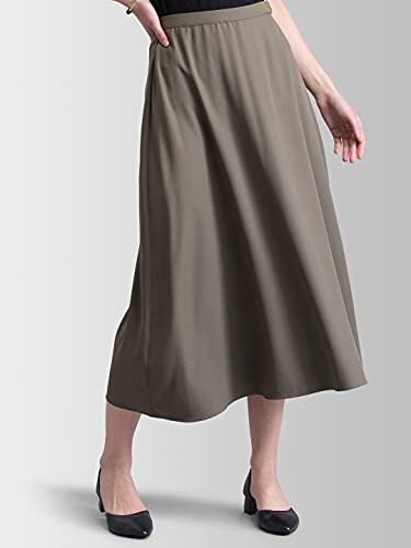 Image of FableStreet Women's Polyester A Line Midi Skirt (Olive) (28) (SK055OLIV-28)