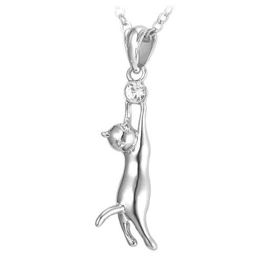 U7 Cat Pendant Necklace for Women Stainless Steel Cute Kitty Cat Jewelry Gift