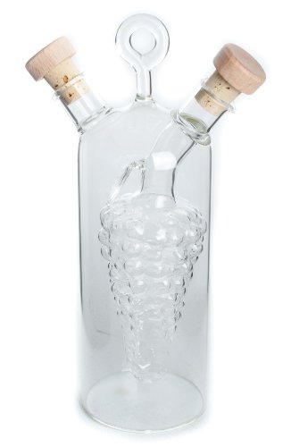 Parmy Flacon double en verre pour huile et vinaigre Motif grappe de raisin