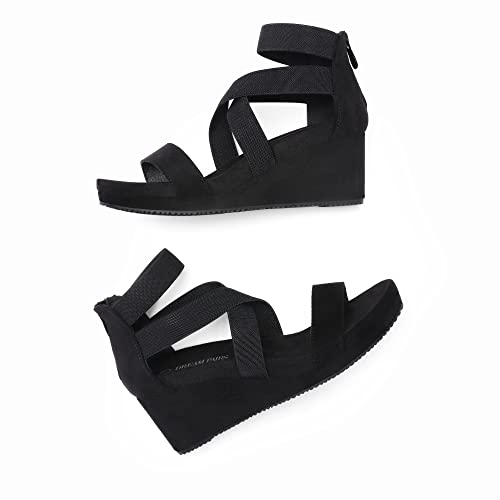 DREAM PAIRS Womens Elastic Ankle Strap Open Toe Platform Wedge Sandals Comfortable Summer Shoes2