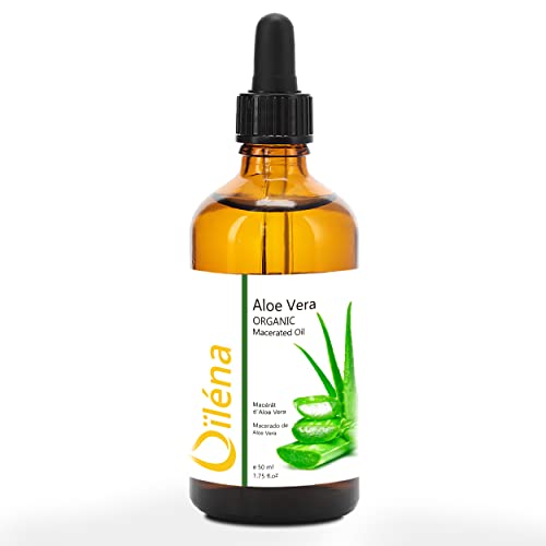 Huile macérée d'Aloe Vera pure · Huile d'Aloe Vera pour le corps, le visage et les cheveux · Huile naturelle pour le massage du corps · Aloe Vera hydratante · 50 ml Cover