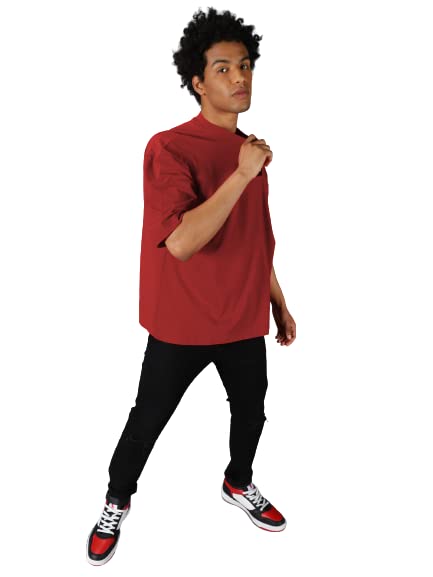 Image of URGEAR Men's Cotton Printed Drop Shoulder - Hip Hop - Down Shoulder- Baggy Loose fit- Stylish Oversized t Shirts for Men