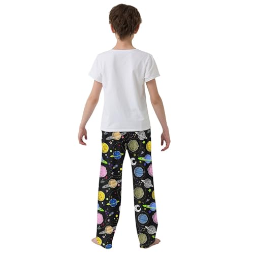 ZZXXB Planets Print Boys Long Pants Soft Trousers Elastic Waist Kids Lounge Bottoms with Pockets S-XL3