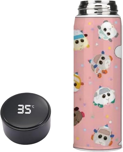 PUI PUI モルカー 水筒 保温 直飲み 軽量 LED温度表示 誕生日 魔法瓶 ウォーターボトル 大容量 水カップ コップ 保温する 500ML