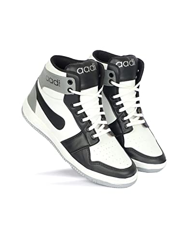 AADI Men's Black and White Synthetic Leather Outdoor Casual Boot