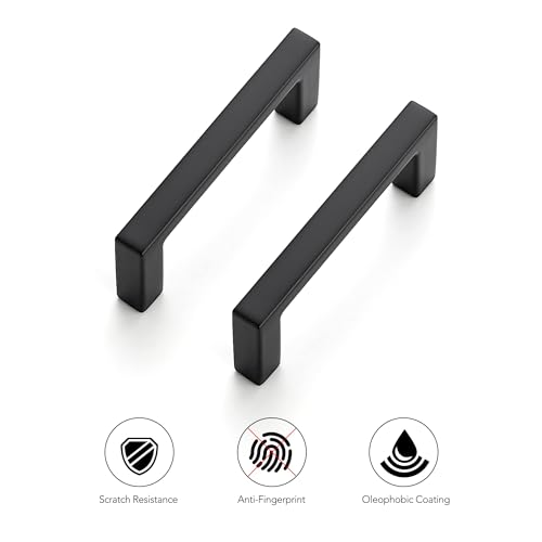 Image of Ravinte 20 Pack Matte Black Cabinet Pulls, 2-1 /2 Inch (64mm) Hole Center Slim Kitchen Handles, Square Drawer Pulls for Cabinets & Cupboards, Hardware