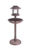 Futterschale und Wasserbad BigDean Vogelbad Vogeltränke XXL H: ca. 98cm mit Standfuß Vogel Futterstelle Vogelhaus Tränke Solar Leuchte Solarlicht Rost-Optik braun