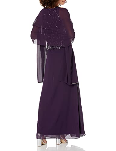Image of J Kara Womens Plus Size Sleeveless Beaded Pop Over Long Dress with Scarf
