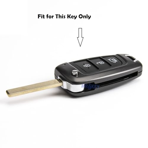 Image of BKN Luxury Metal Silicon Key Cover Compatible with Hyundai Verna /Elantra /Tucson 2017 Onwards 3 Button Flip Key Full Protections Special Feature Visible in Low-Light Conditions