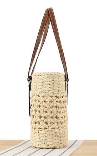Caistre Straw Tote Bag for Women Summer Straw Shoulder Bag Beach Tote Bag Handwoven Straw Bag Purse Top Handle Beach Bags3