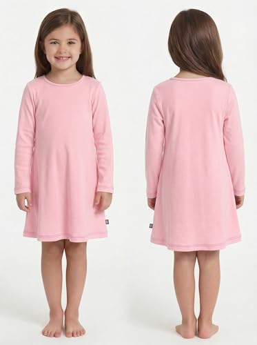 Image of City Threads Girls' 100% Cotton Long Sleeve Dress - Active Kids School, Playing, Parties - Made in USA