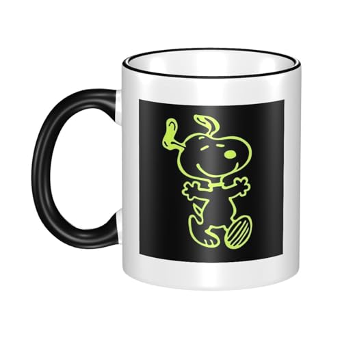 スヌーピー マグカップ 保温・保冷 電子レンジ対応 コーヒーカップ 陶器 セラミック 耐高温 軽量 個性人気 誕生日プレゼント大容量 Black