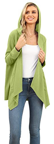 Image of VIISHOW Womens Lightweight Casual Hoodie Cardigans Open Front Waffle Knit Long Sleeve Outwear Coat with Pockets