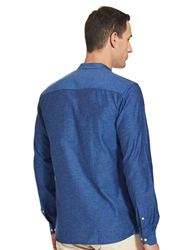 Image of Park Avenue Men's Cotton Polyester Blend Solid Pattern Slim Fit Mandarin Collar Full Sleeve Formal Shirt
