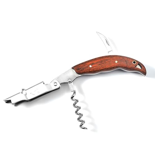 ASelected Wine Opener Corkscrew with Wood Handle Stainless Steel for Wine Lovers Waiters and Bartenders
