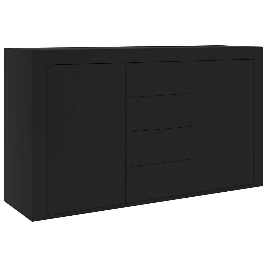 vidaXL Sideboard, Kommode mit viel Stauraum, Schrank mit 4 Schubladen 2 Türen, Mehrzweckschrank Anrichte für Wohnzimmer, Schwarz 120×36×69cm Holzwerkstoff