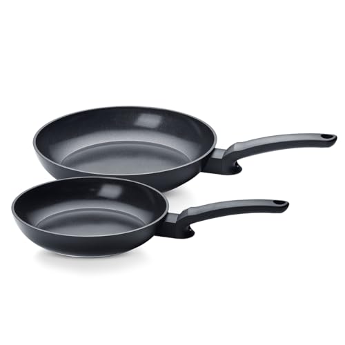 Fissler Ceratal Evo Classic Pfannen-Set 2-teilig (Ø 24 cm + Ø 28 cm, Orbitschwarz) – Keramikpfannen hergestellt ohne PFAS/PTFE, Antihaftbeschichtung, Induktion, Made in Germany