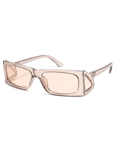 Retro Rectangle Sunglasses Men Women Wrap-Around Design with 4 Lenses Fashion 360°UV400 Protection Glasses AP37252