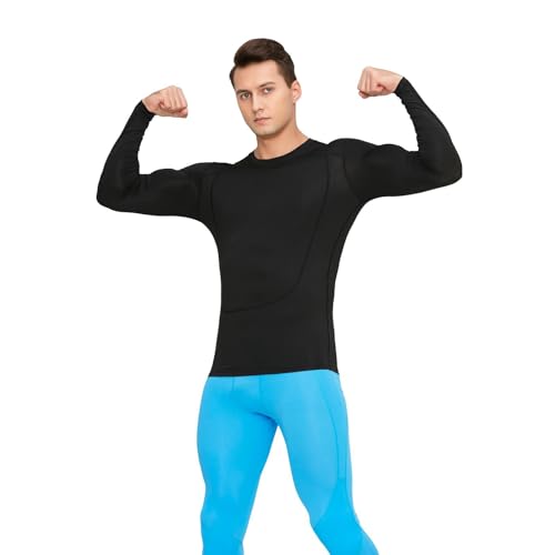 Men Compression Rash Guard Shirt Long Sleeve UPF 50+ Sun Protection Swim Shirt Baselayer Skin Performance Workout Top4