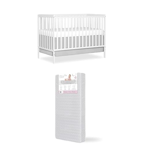 Bundle of Dream On Me Synergy 5-in-1 Convertible Crib & Honeycomb Orthopedic Full Size Crib Mattress, Greenguard Gold Certified, Adjustable Height, Firm Fiber Support, Waterproof Cover