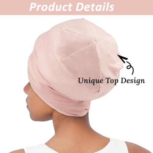 Image of SANNIDHI Sleeping Cap for Women Bamboo Fiber Silk Hair Care Cap for Sleeping Stretchy Postpartum Hair Wrap Cap for Long Hair