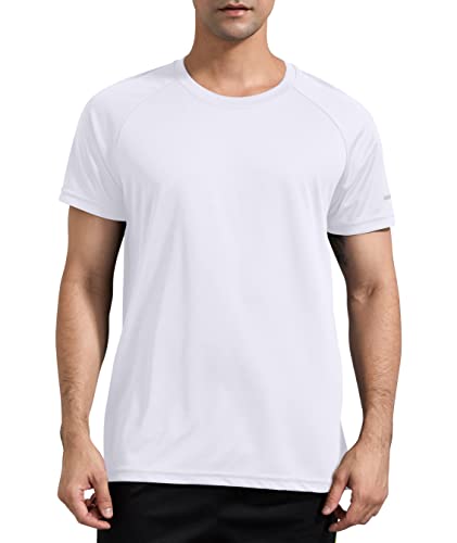 Holure Men's Sportswear Breathable Quick-Drying Short-Sleeved T-Shirt White-M #TOP1
