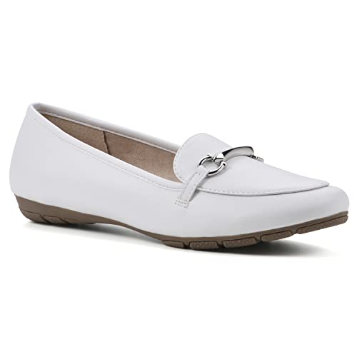 Cliffs By White Mountain Glowing Women's Loafer Flat, White/Smooth, 8.5 M #TOP1