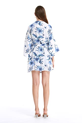 Matchable Couple Hawaiian Luau Shirt or Kimono in Day Dream Bloom3