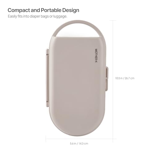 MOTHER-K Travel Baby Bottle Drying Rack Set - Baby Bottle Cleaner Kit with Cleanser and Mini Silicone Bottle Brush, Portable Bottle Drying Rack for Home and Travel (Cream Mocha)