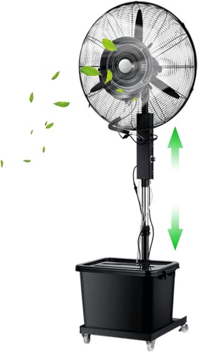 IYUESQ Ventilador de nebulización para Exteriores, Ventilador de Pedestal con 3 velocidades, oscilación de 90°, Ventilador de refrigeración para Espacios al Aire Libre, Ventilador para ex