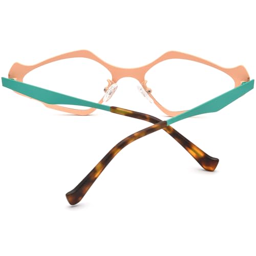 Image of FONEX Colorful Pure Titanium Glasses Frame Women Retro Round Eyeglasses