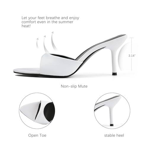 Image of QIV Leopard Kitten Heels Pointed Toe Mule Heels for Women Open Toe Kitten Heel for Party Dressy Wedding