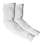 ARMORAY Arm Sleeves for Men or Women Anti Slip Basketball Golf Running Football Cycling (White 1 Pair)