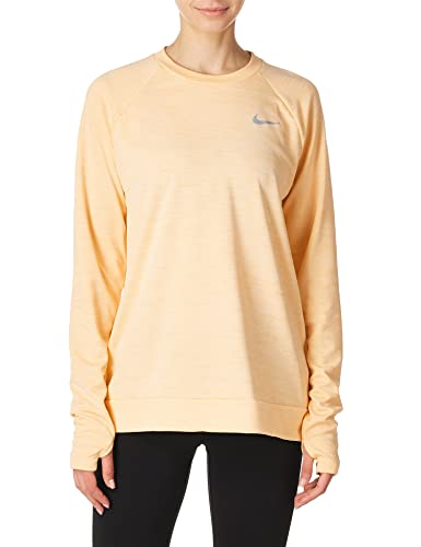 Nike W Nk PACER Crew Long Sleeved T-Shirt - Melon Tint/Heather/(Reflective Silver), Large
