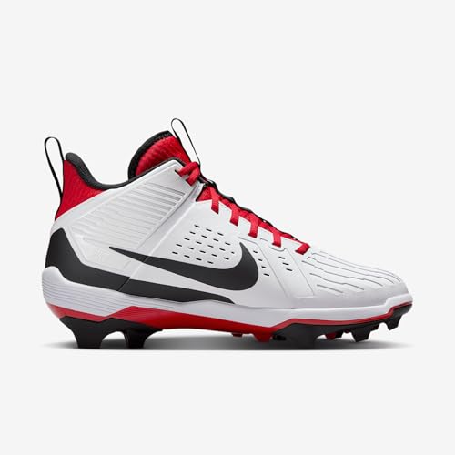 Nike Nike Alpha Menace Strong Men's Football Cleats (II5139-102, White/University Red/Dark Smoke Grey/Black) Size 8