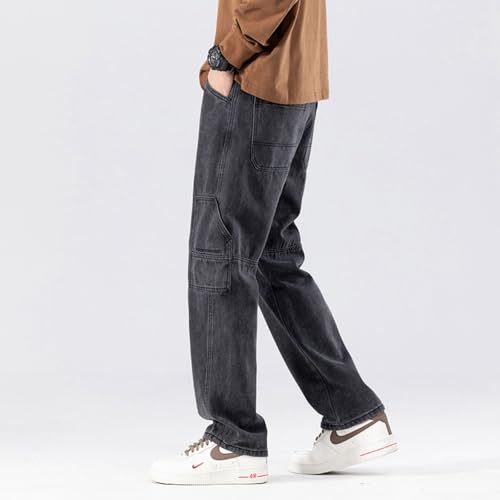 Jeans Pants Trousers Denim Spring and Autumn Men's High Street Retro Loose Haren Wide Leg Look Thin Floor3