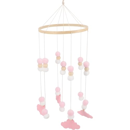 HOODANCOS 北欧風木製モビール ベビーベッド用風鈴 おしゃれな星と象のデザイン フェルトボール付き 部屋飾り 持続耐久で な