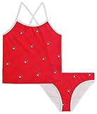Tommy Hilfiger Girls' One-Piece and Bikini Swimsuits with UPF 50+ Sun Protection, Quick Drying Bathing Suit, Chinese Red Script, 16