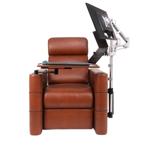 Image of Recliners India Work from Home Recliner - Wireless Charging - Adjustable Reclining - Adjustable Neck Support - Tiltable Double Swivel Table - Backlit Cup Holder - Laptop Tray - Zuum Executive