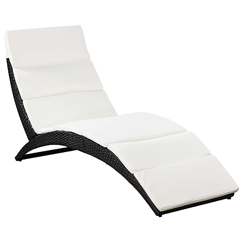 vidaXL Lettino Prendisole in Polyrattan Nero