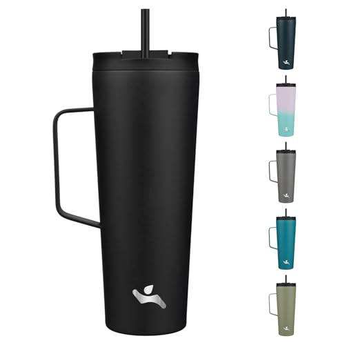 Image of Konokyo 26 oz Insulated Tumbler with Handle & Straw, Stainless Steel Mug