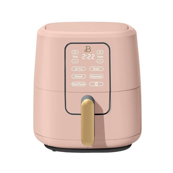   Beautiful-6-Qt-Air-Fryer-with-TurboCrisp-Technology-Touch-Activated-Display-1750W-Fast-Cooking-Adjustable-Temperature-90F-400F-Dishwasher-Safe-Automatic-Shut-Off-Non-Stick-Basket-Rose