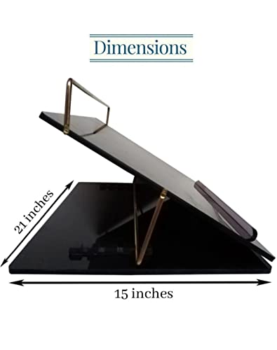 Image of Acrylic Table Top Elevator Writing Desk Standard 7mm Thickness -Black Smoke Color with Height Adjustable 21 * 15 Inch Size