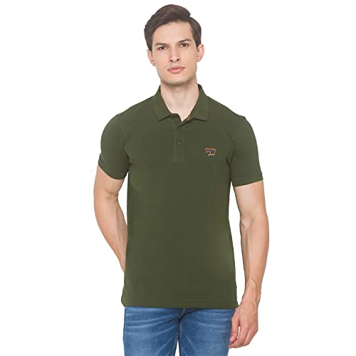 Image of Spykar Men's Embellished Slim Fit Polo T-Shirt