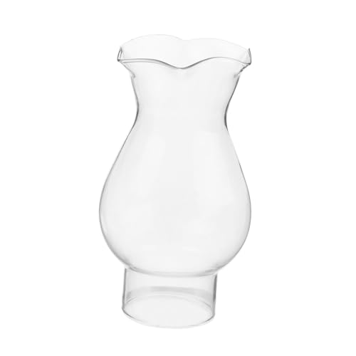VICASKY Paralume in Vetro Trasparente Vintage per Lampada Petrolio Ricambio Lampada Olio con Arrotolato e Forma Tromba Adatto per Lanterna da e Design Retrò e Diffusione Luce Calda