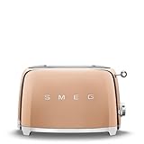 Smeg TSF01RGUS Limited Edition 50's Retro Style Aesthetic 2 Slice Toaster Rose Gold, Copper