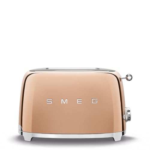 Smeg TSF01RGUS Limited Edition 50's Retro Style Aesthetic 2 Slice Toaster Rose Gold, Copper