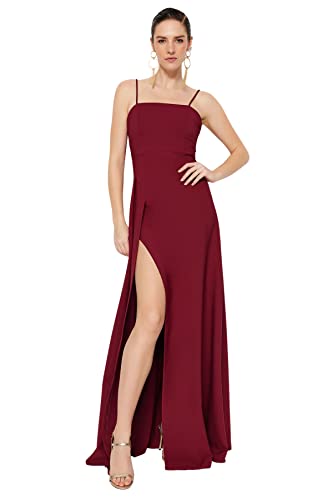TRENDYOL Damen Slit Cleavage Evening and Graduation Formal Night Out Dress,...