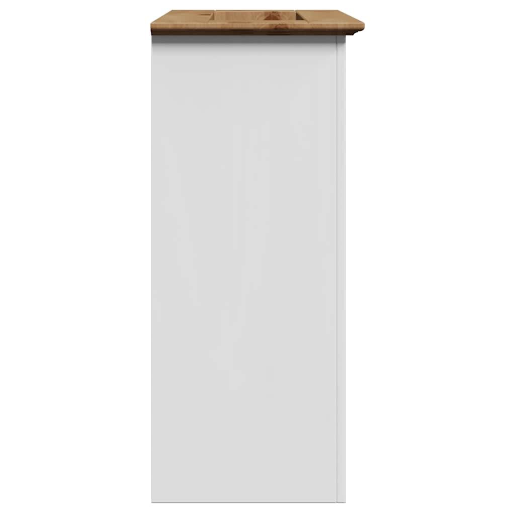 Mangloder Armoire de lavabo Salle de Bain BODO Bois pin Massif Blanc Marron 70x35x80 cm 2 Portes métal Rangement Mural sous Vasque Meuble pour sdb WC buanderie